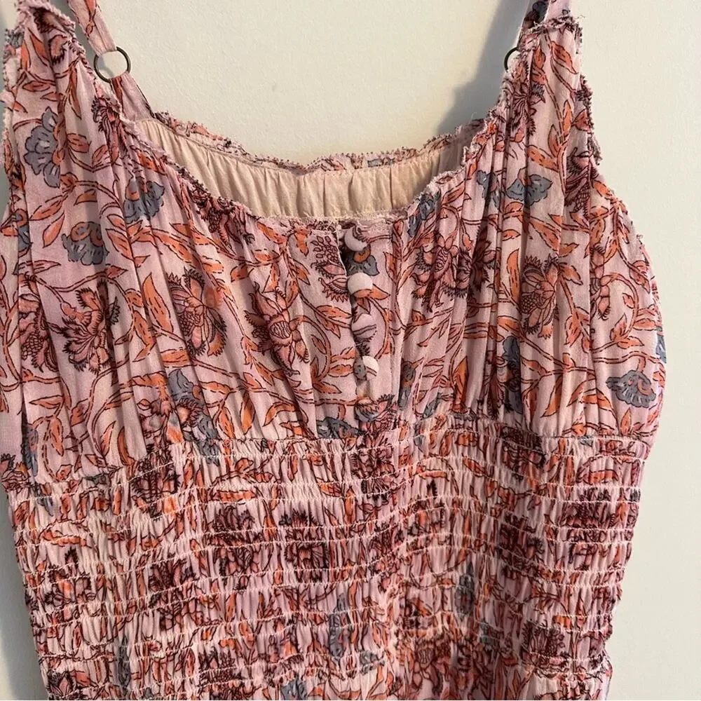 Anthropologie Pink Floral Maxi Dress XS